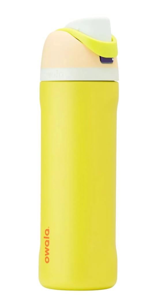Owala FreeSip Insulated Steel Water Bottle, 24 Oz, Lemon Limeade