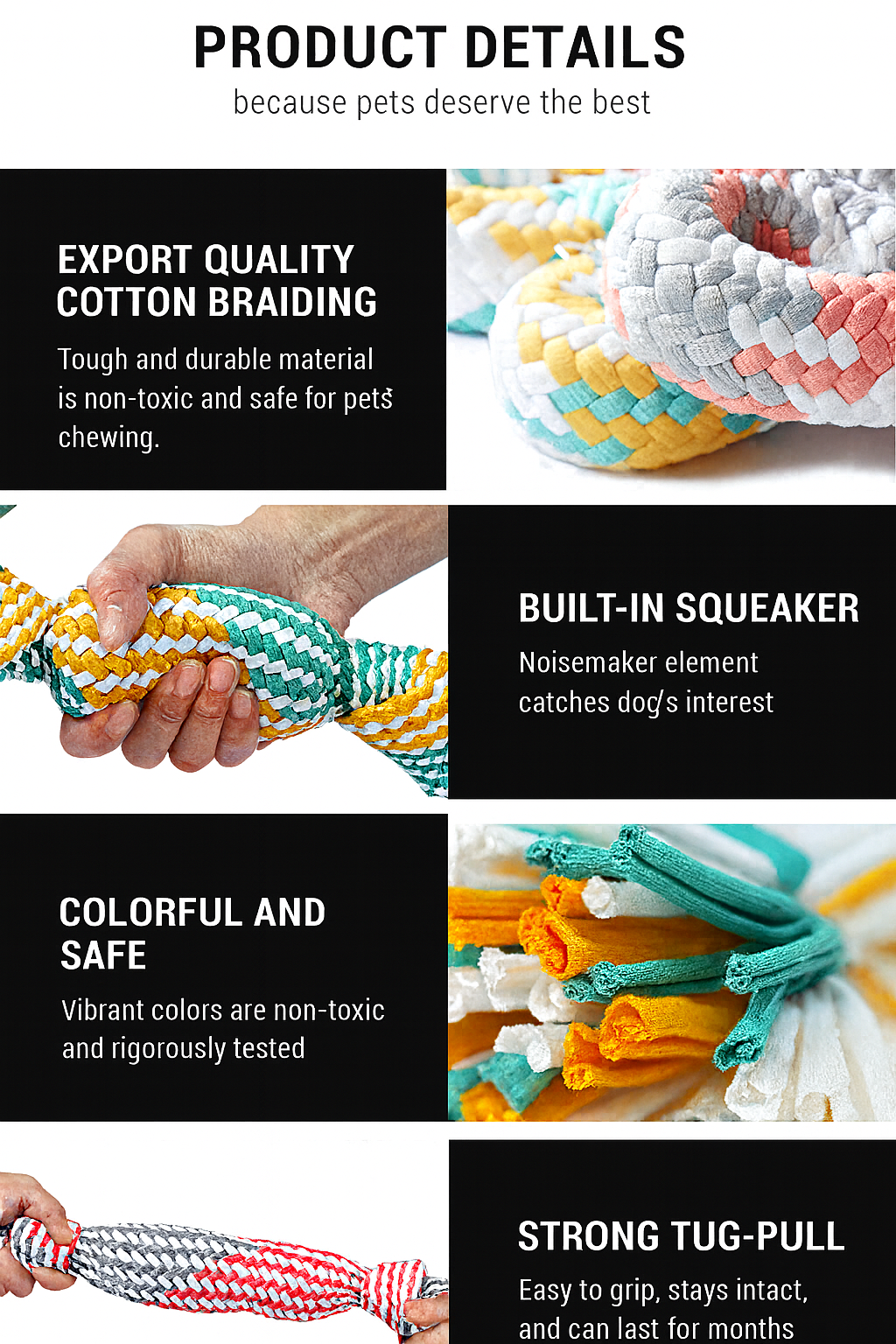 Dog Rope Toy with Squeaker (Ball shape)