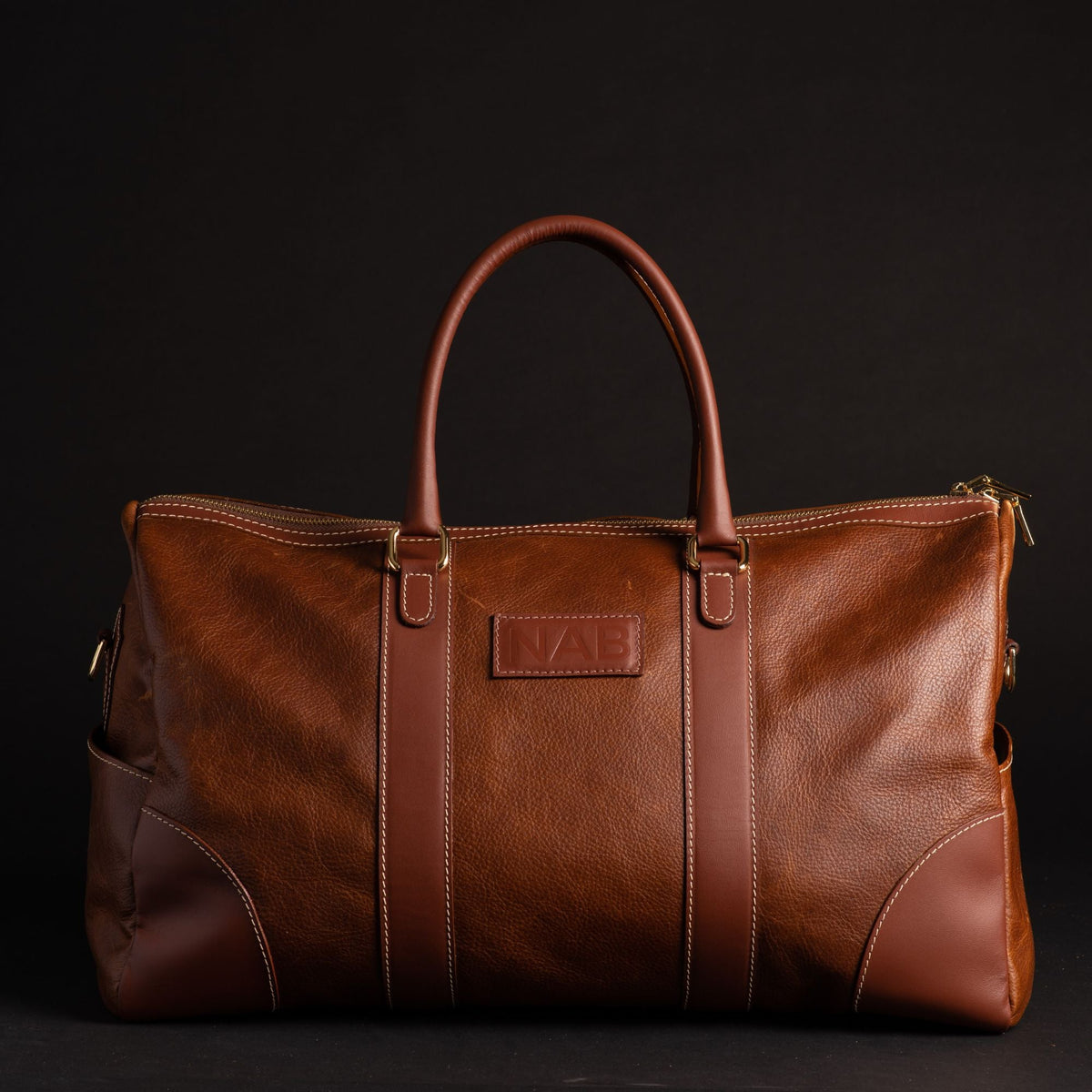 NAB Leather The Shield Full-Grain Leather Duffle Bag, Cognac