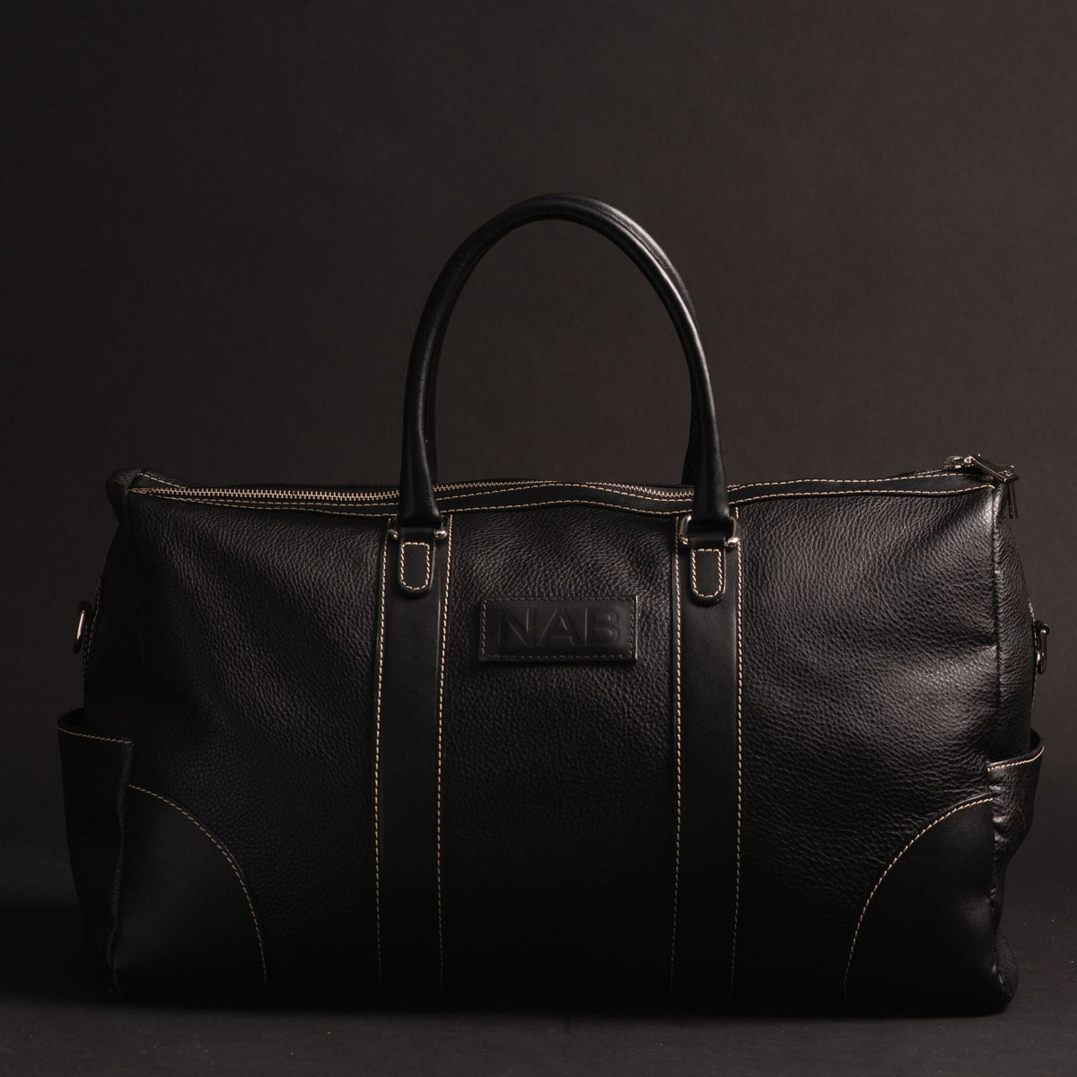 NAB Leather The Shield Full-Grain Leather Duffle Bag, Black