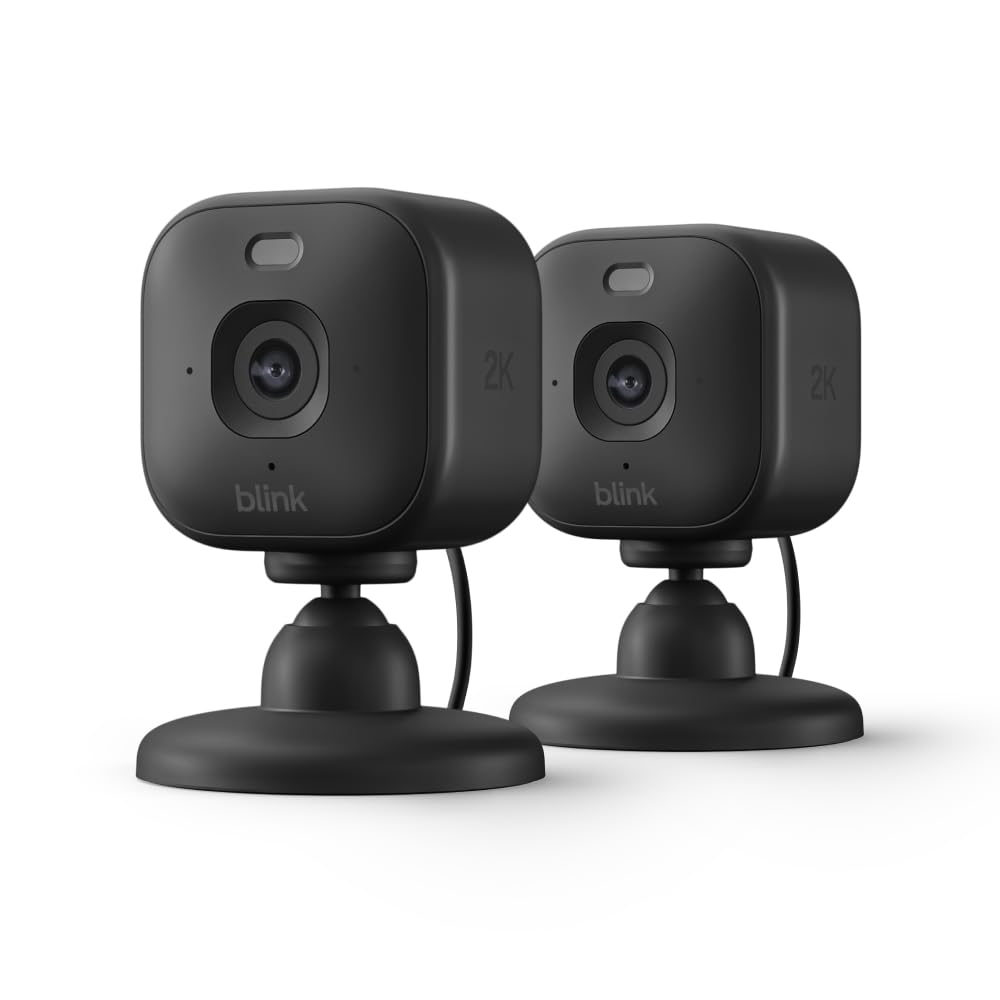 Blink Mini 2K+ Plug-In Indoor Security Camera, 2 Pack, Black