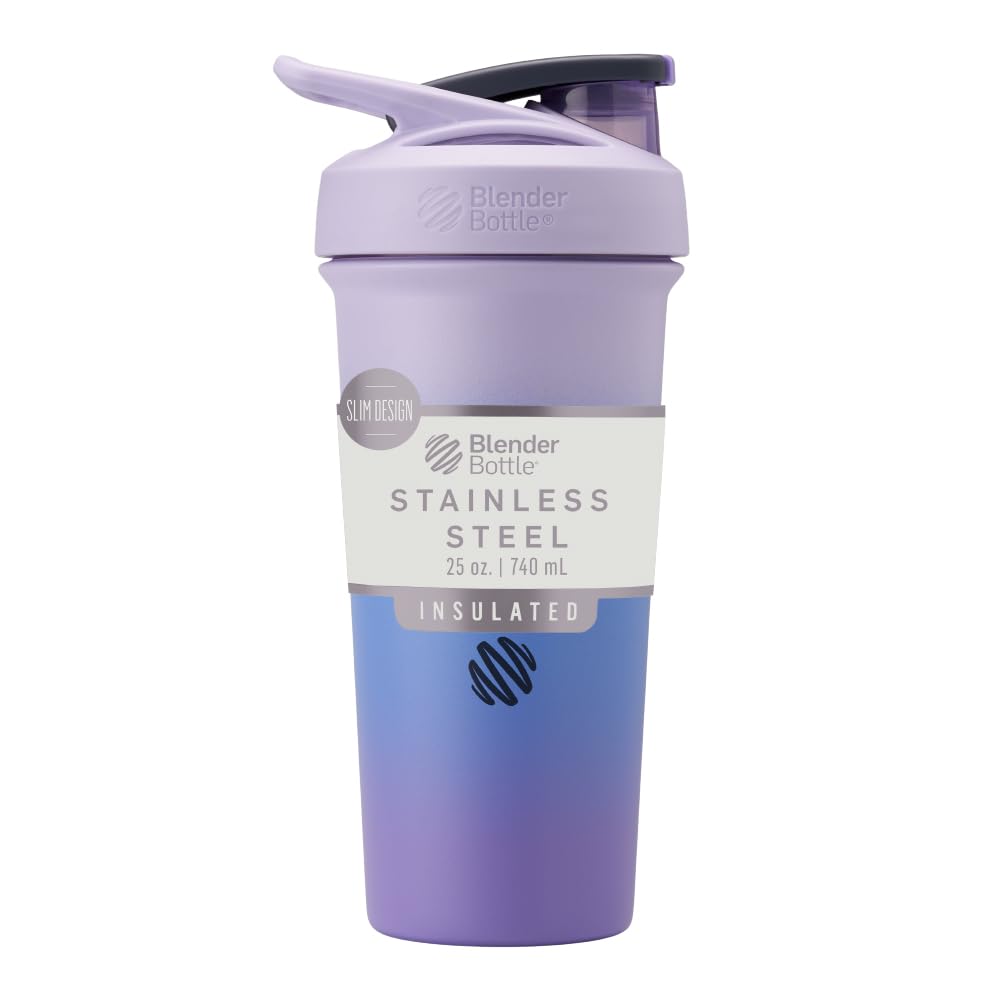 BlenderBottle Strada Sleek Insulated Bottle, 25 oz, Lavender Ombre