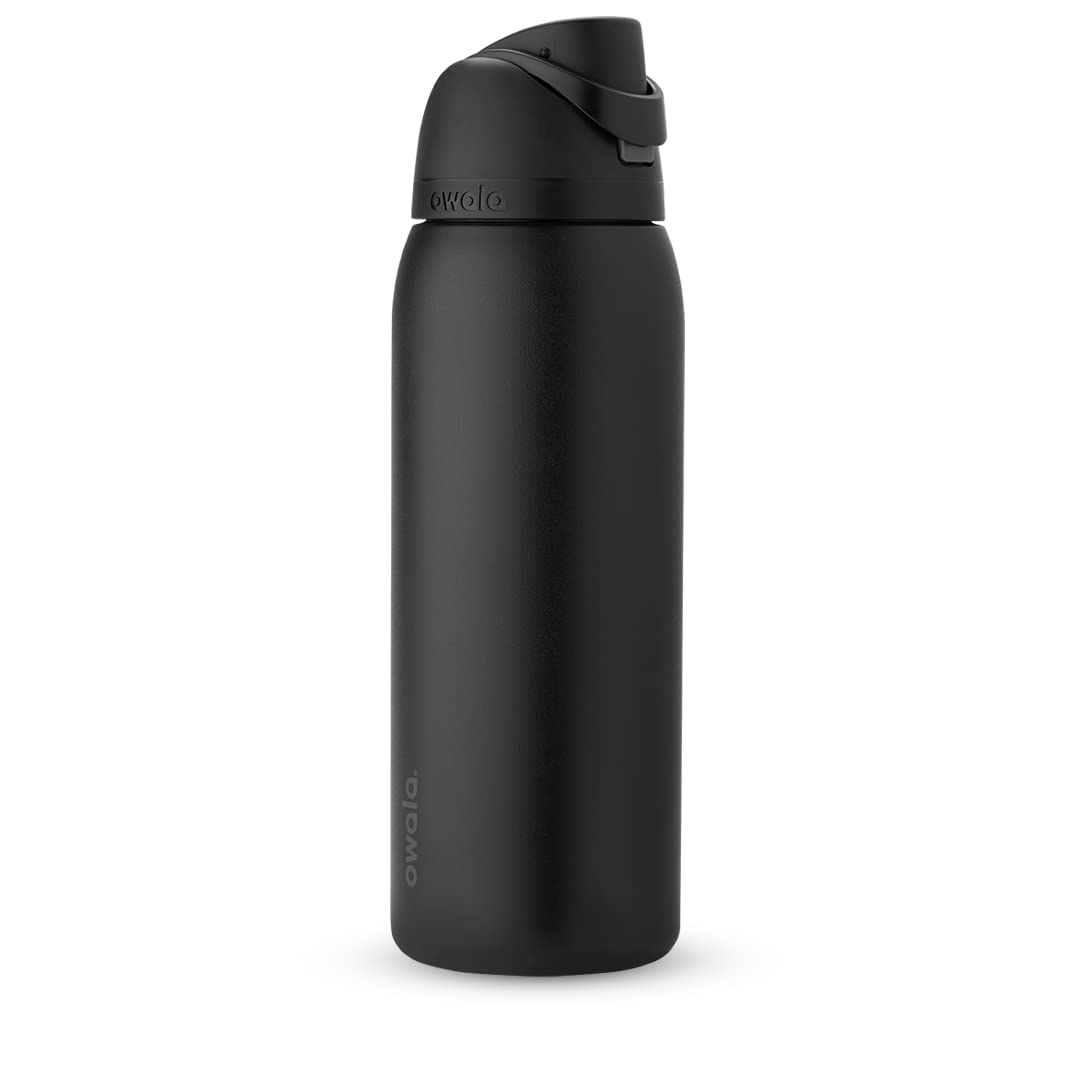 Owala FreeSip Stainless Steel Water Bottle, 40 Oz, Very, Very Dark