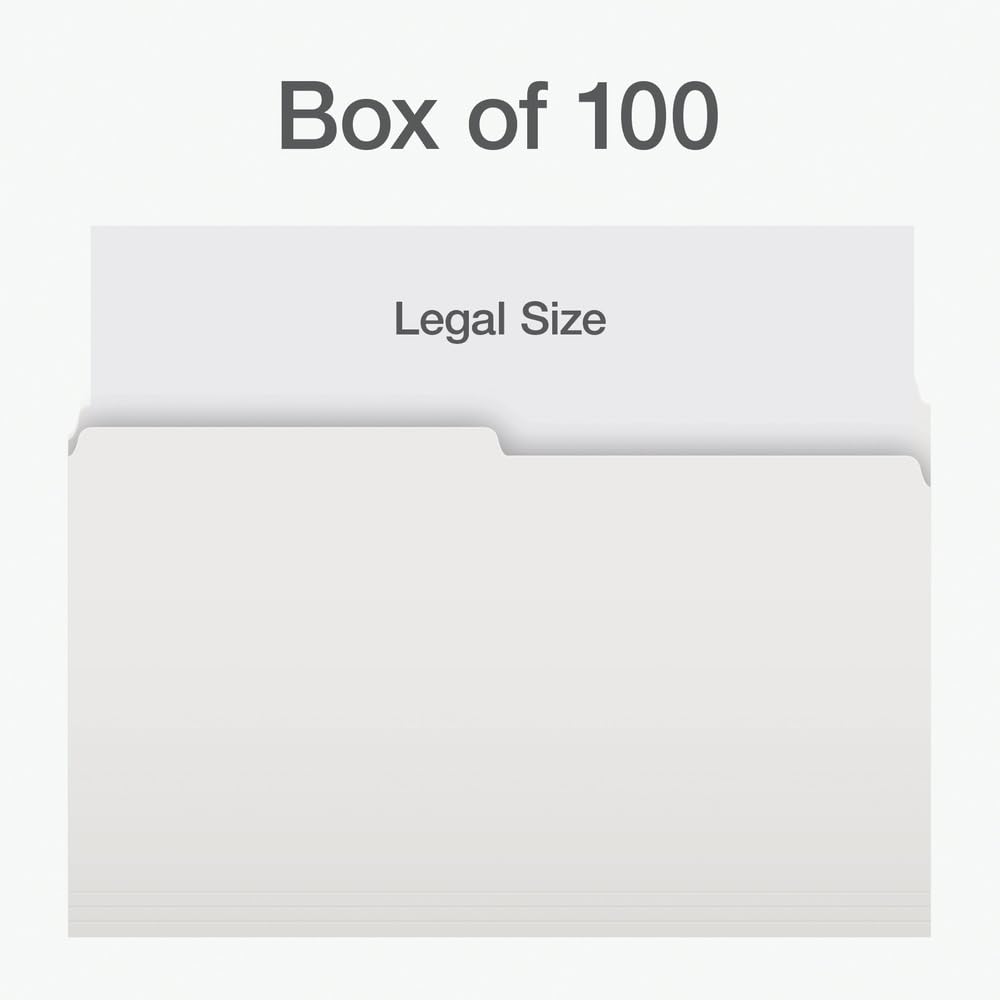 Pendaflex Legal File Folders, 1/2-Cut Tab, Ivory, 100-Pack