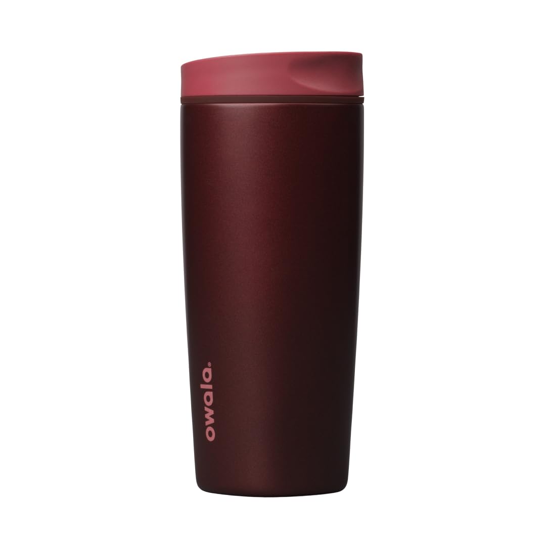 Owala SmoothSip Slider Insulated Coffee Tumbler, 20 oz, Black Cherry
