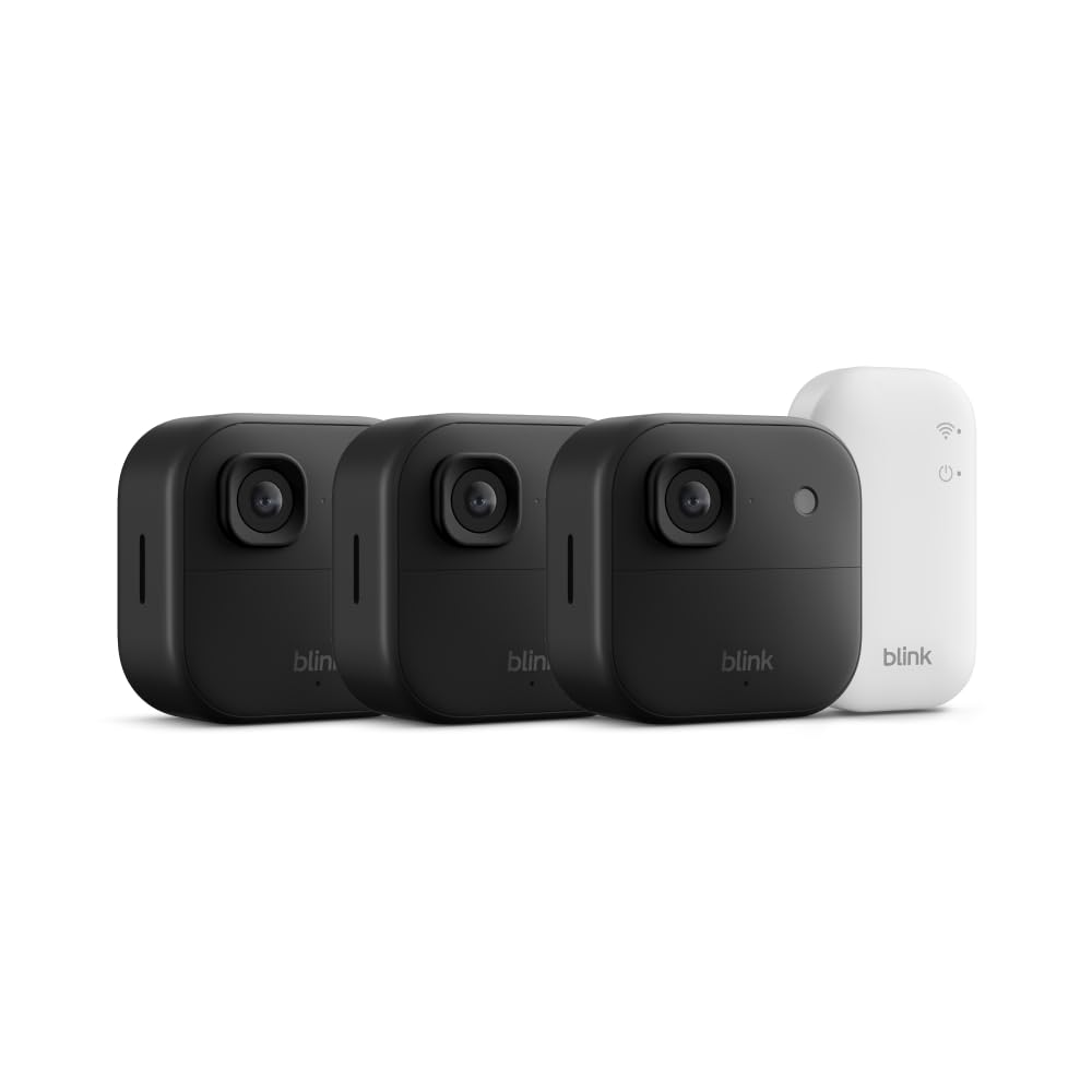 Blink Outdoor 2K+ Wireless Security Camera, 3-Camera System, Black