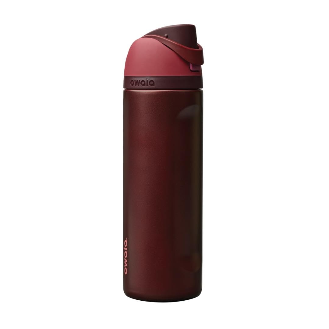 Owala FreeSip Stainless Steel Water Bottle, 24 oz, Black Cherry