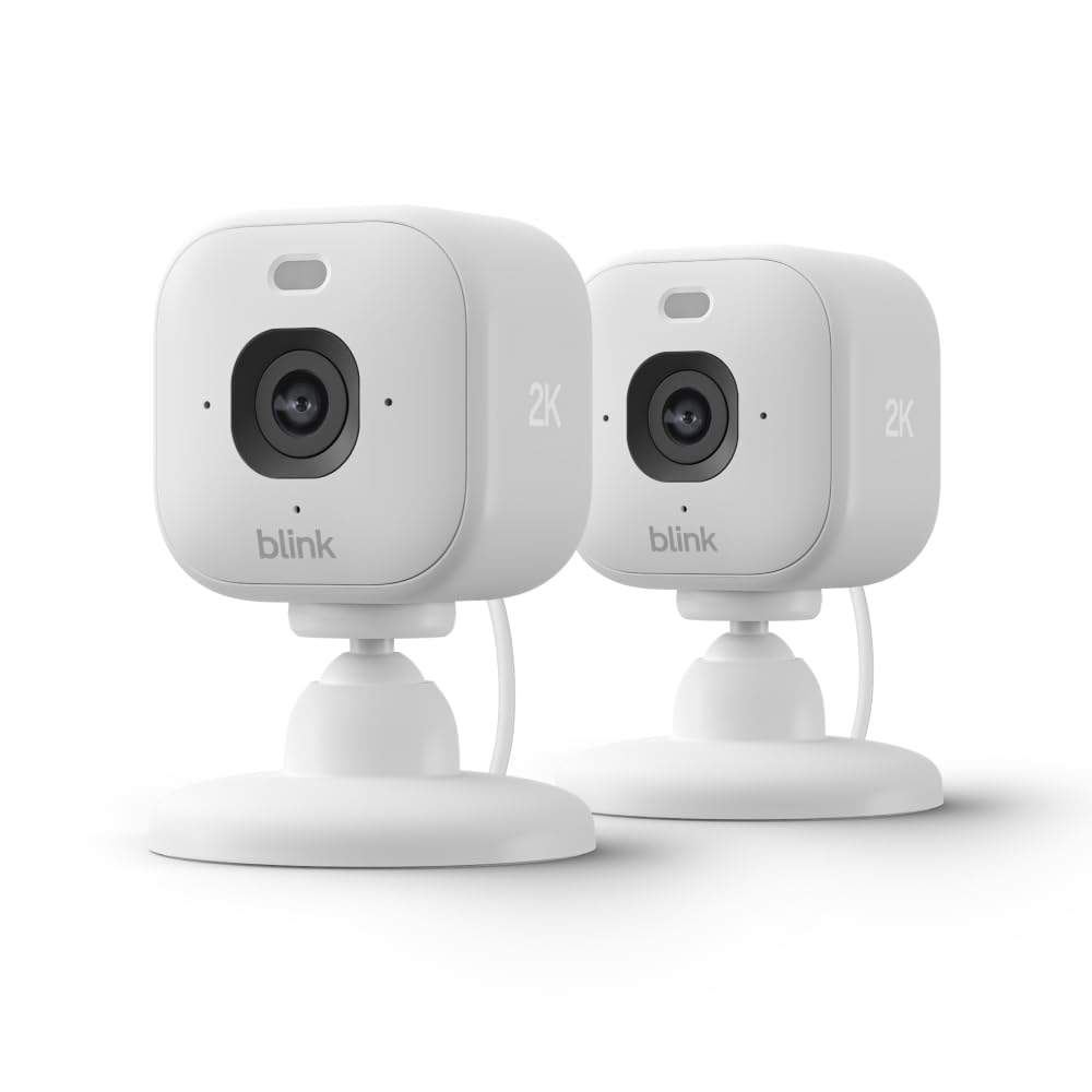Blink Mini 2K+ Plug-In Indoor Security Camera, 2 Pack, White