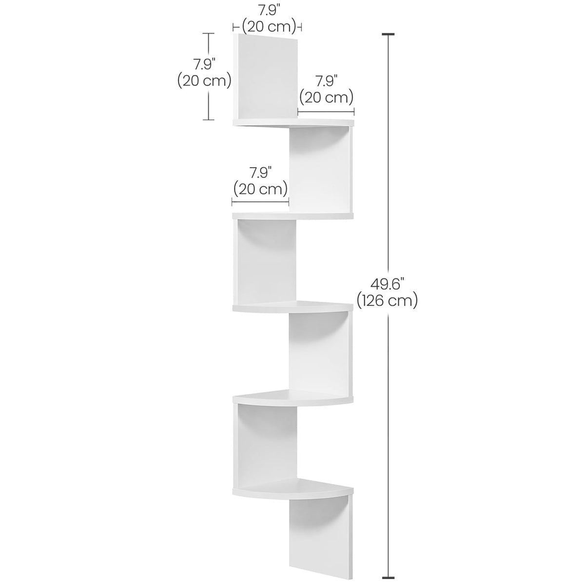 Vasagle Custos 5-Tier Floating Corner Shelf, Cloud White, ULBC72WT