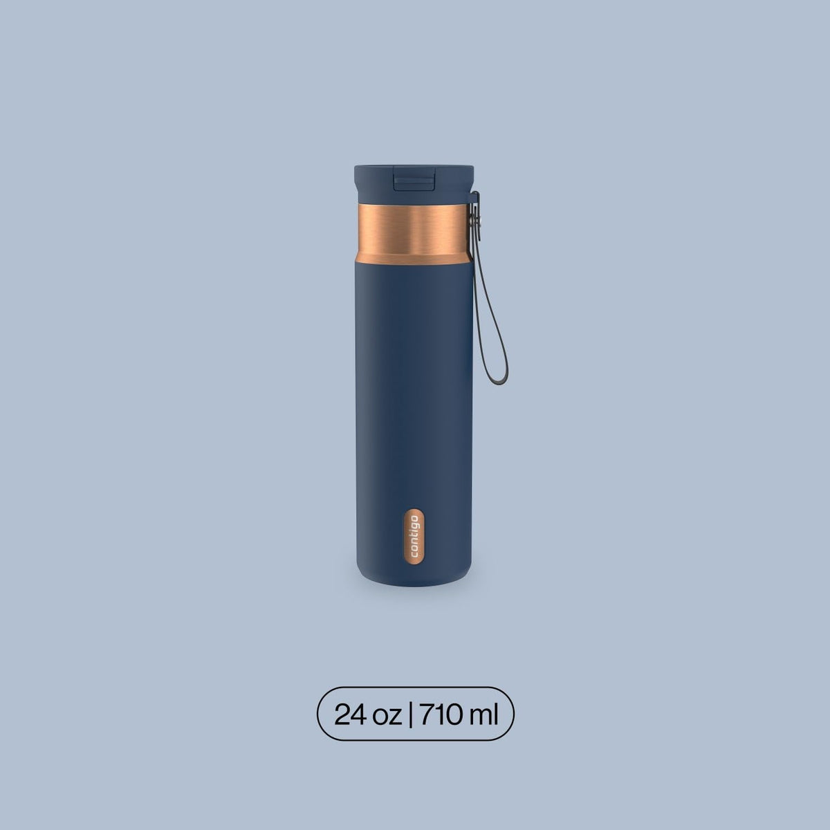 Contigo SnapSeal Water Bottle with Carry Strap and Straw, 24oz