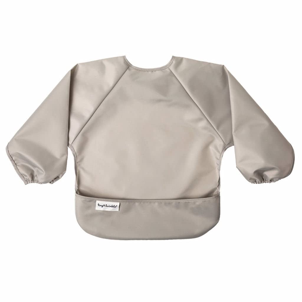 Tiny Twinkle Mess Proof Baby Bib, 2 Pack, Grey/Indigo, 6-24M