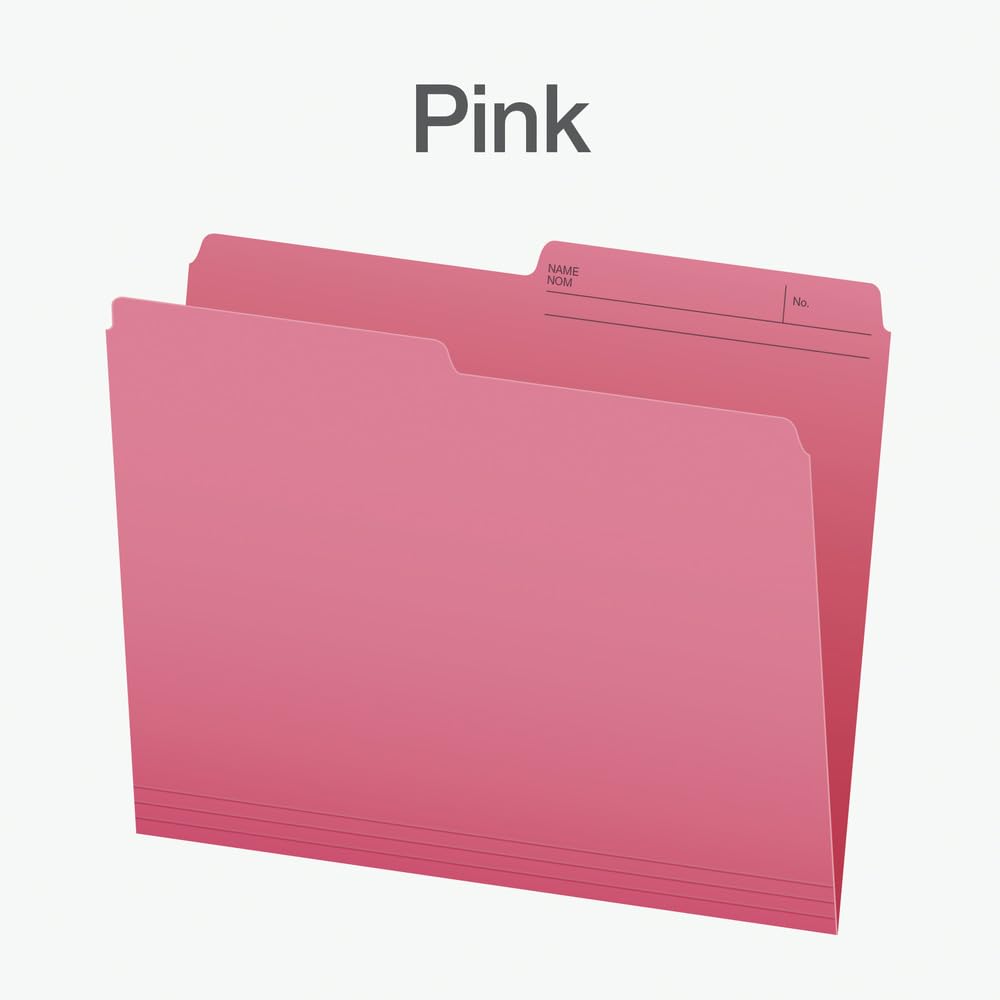 Pendaflex 1/2 Cut Tab File Folders, Letter Size, Pink, 100/Box