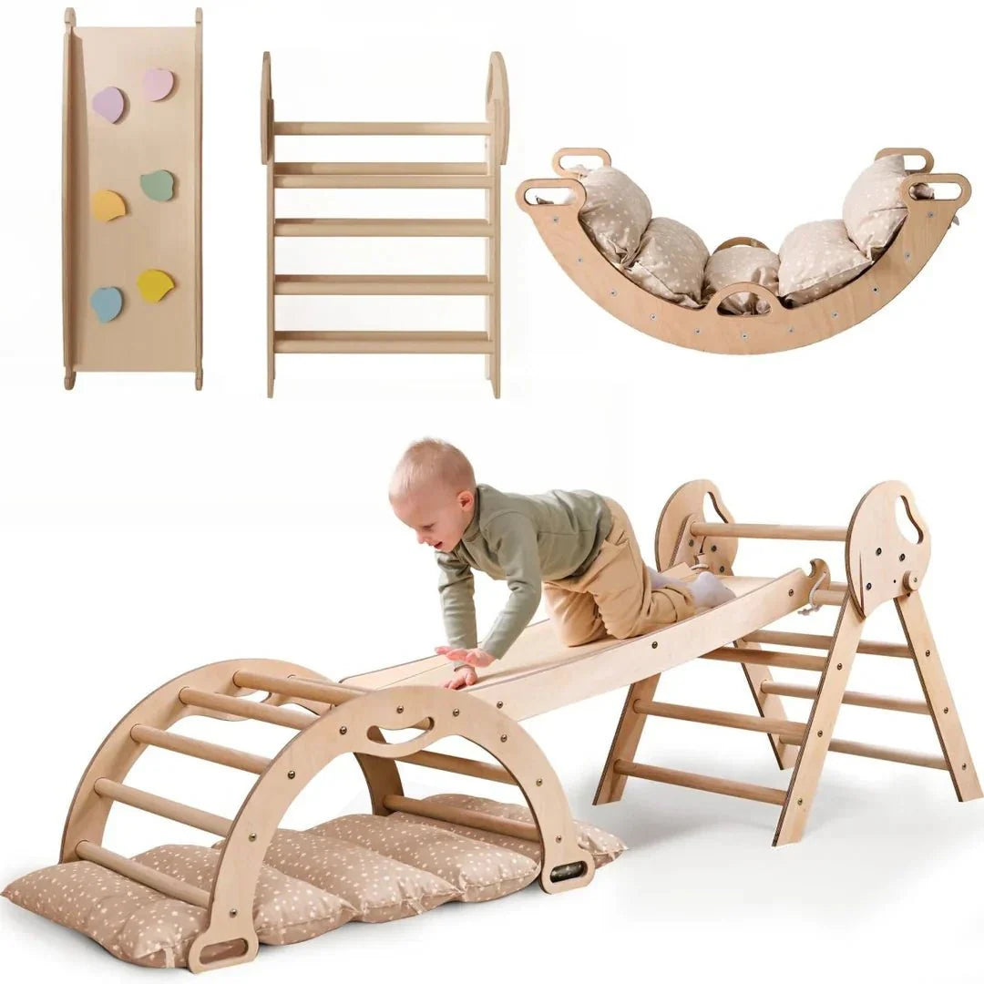 Goodevas 4-in-1 Montessori Climbing Set with Pikler Triangle