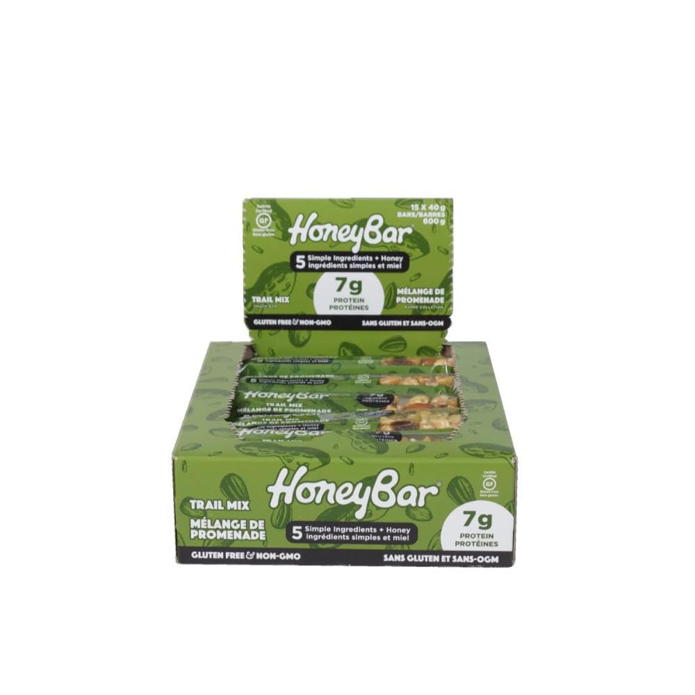 HoneyBar Snack Bars, Trail Mix, 15 x 40 g Bars, Case Pack