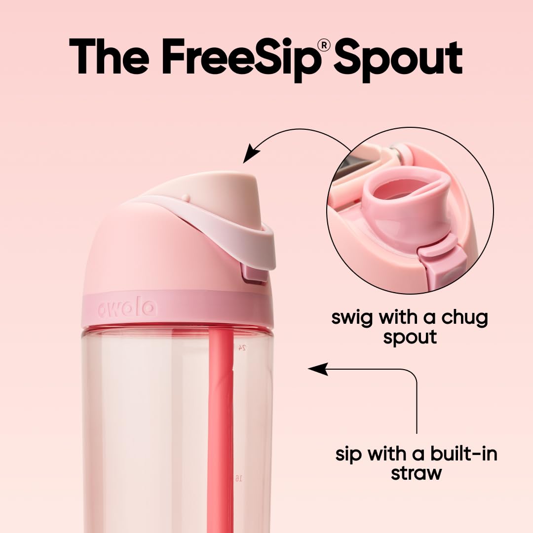 Owala FreeSip Insulated Steel Water Bottle, Rose Quartz, 25 oz