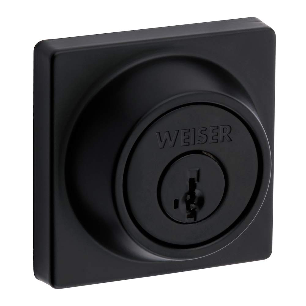 Weiser Elements Matte Black Square Deadbolt Lock, Grade 3