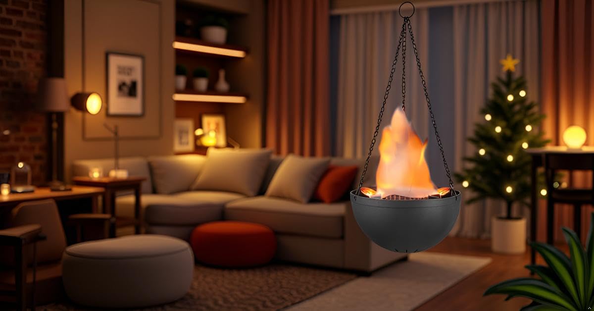 Aspen Creative 61168-02-1 Hanging Fire Flame Light Prop, Black