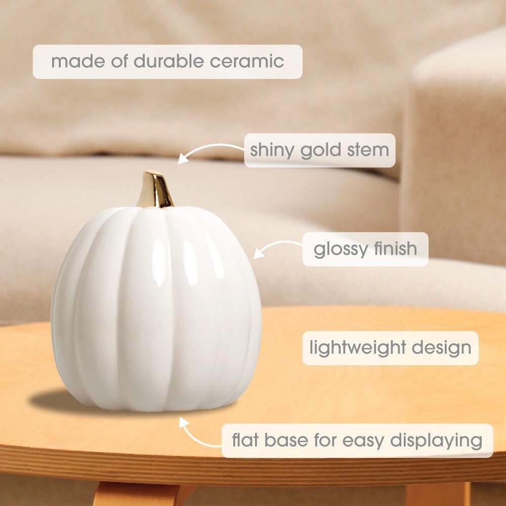 Pearhead White Ceramic Pumpkin, Small