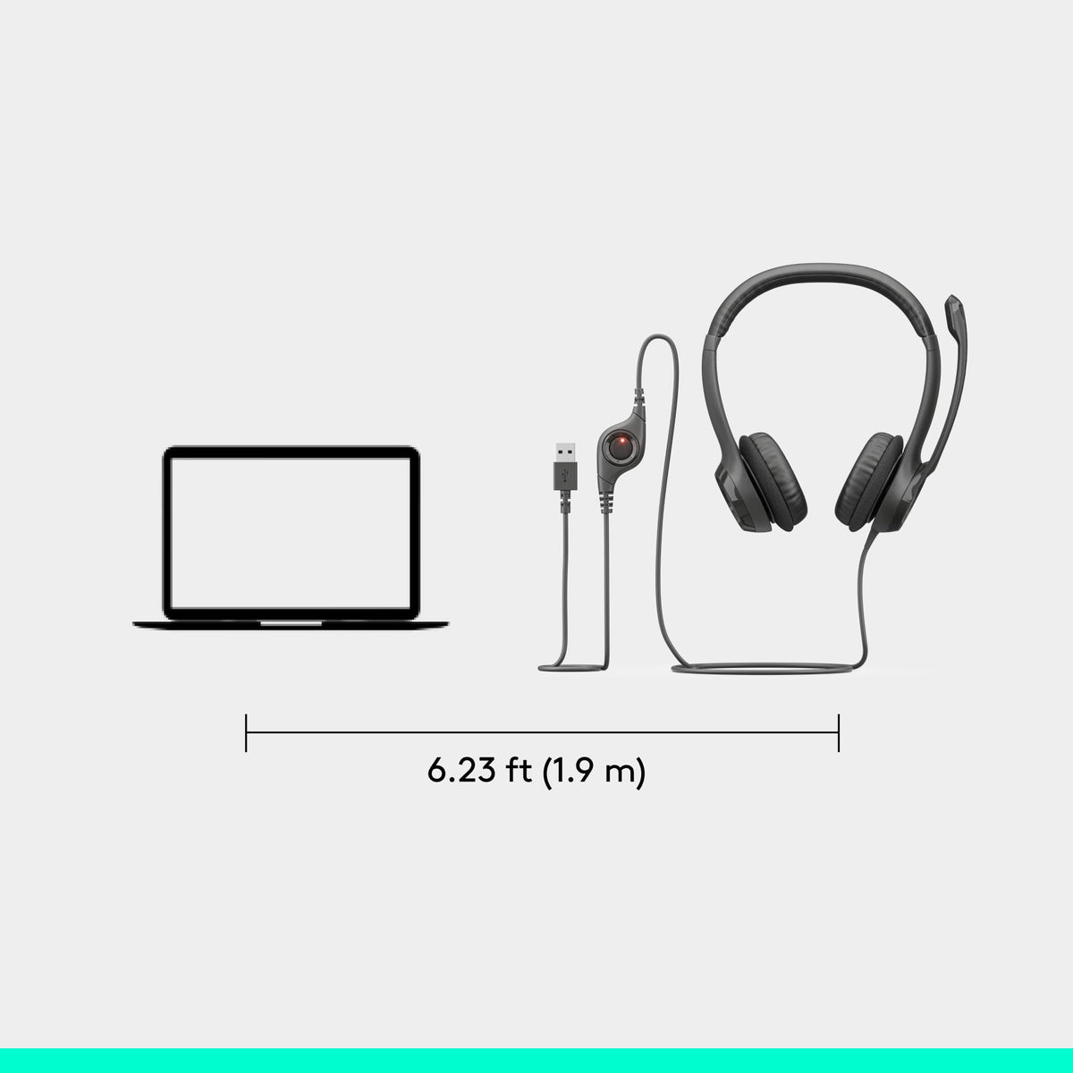 Logitech H390 Wired USB Headset, Black