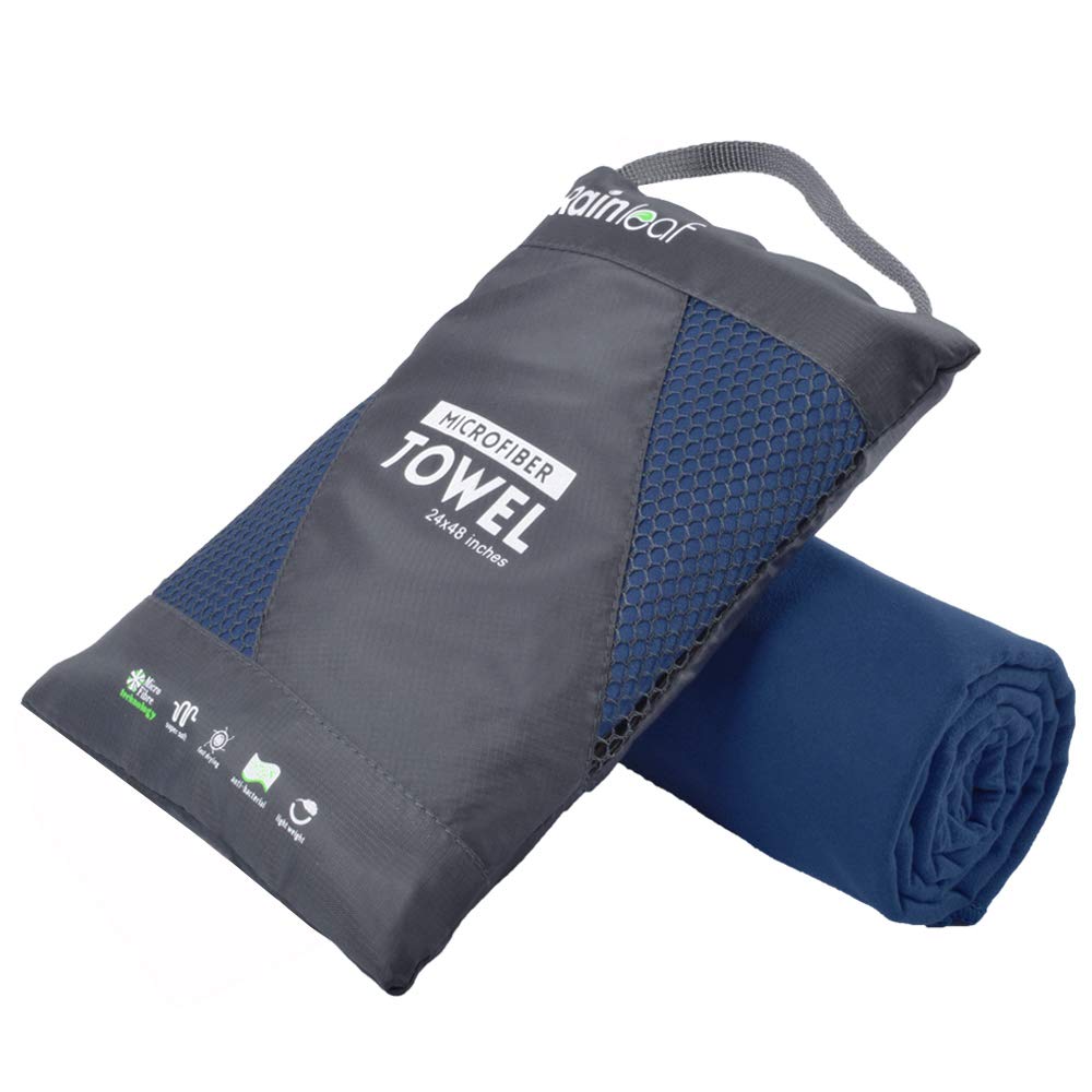 Rainleaf Quick-Dry Microfibre Travel Towel, Navy Blue