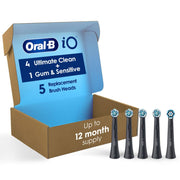 Oral-B iO Brush Heads, Black, 4 Ultimate Clean + 1 Gentle Care