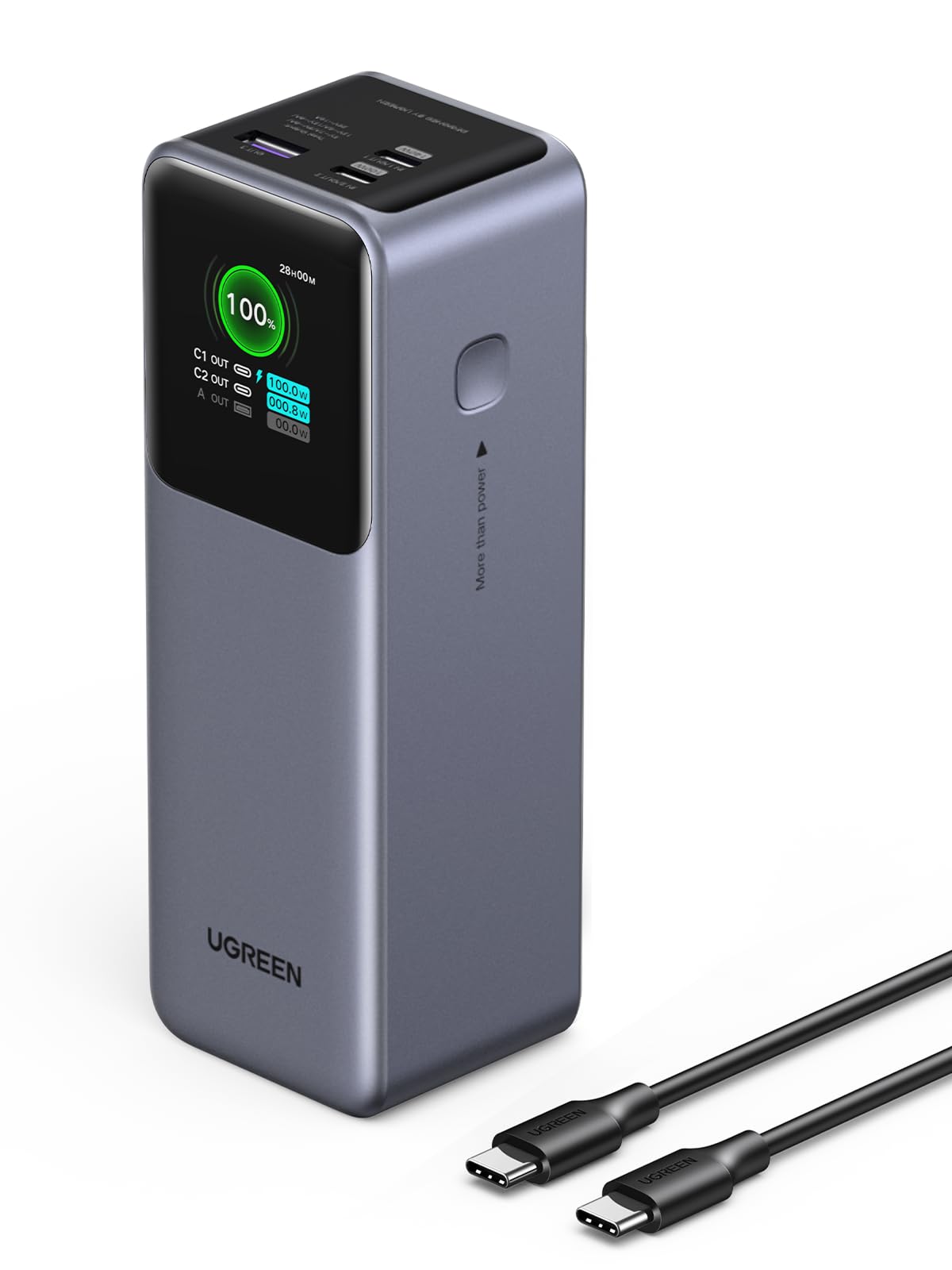 UGREEN 25000mAh 200W Power Bank, 3-Port, TFT Smart Display
