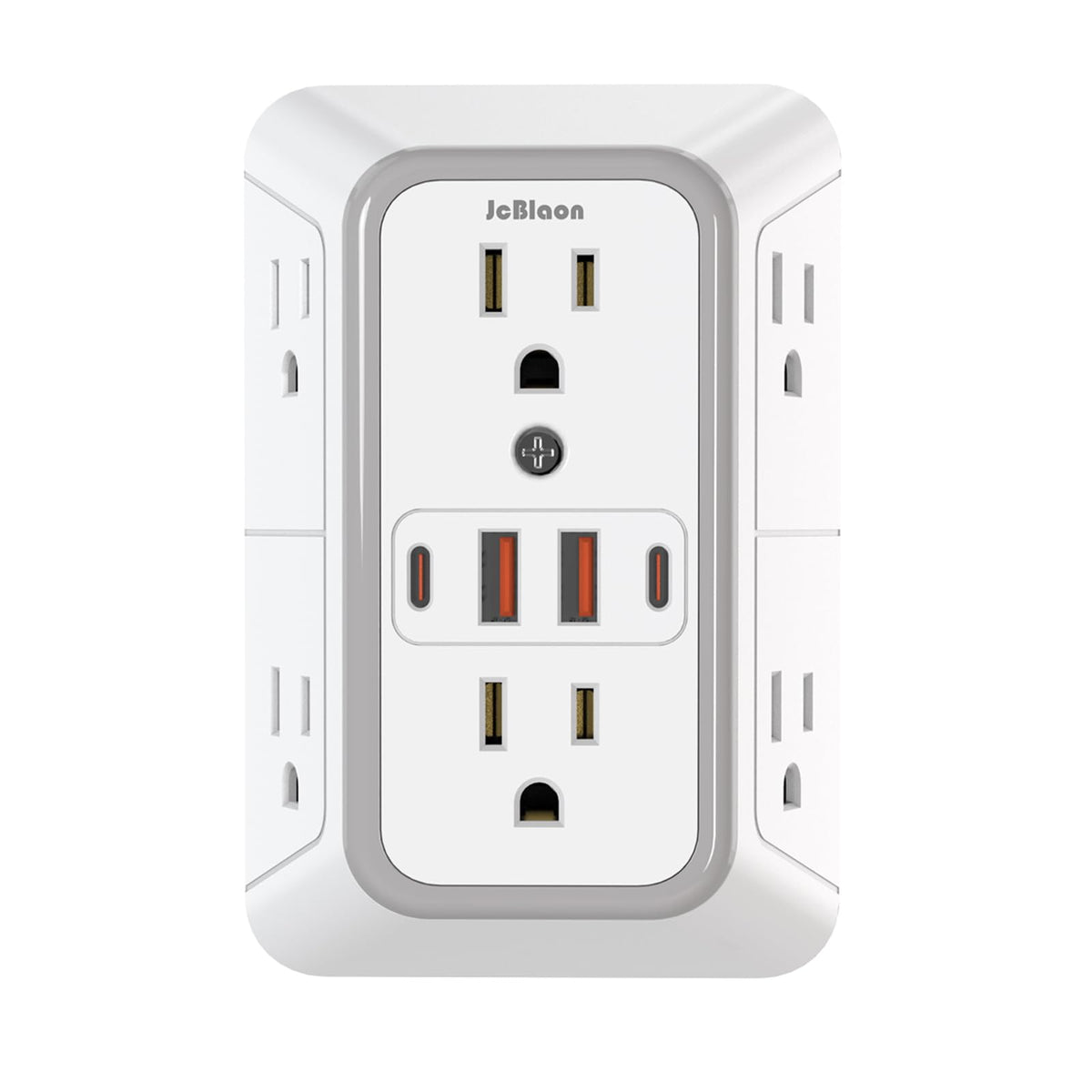 JcBlaon 6-Outlet Wall Surge Protector with 4 USB Ports, White