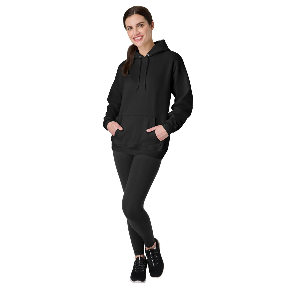 Hanes Men's Pullover EcoSmart Hooded Sweatshirt, Black, X-Large