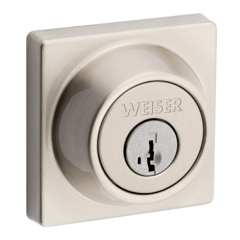 Weiser Elements Satin Nickel Square Deadbolt Lock, Grade 3
