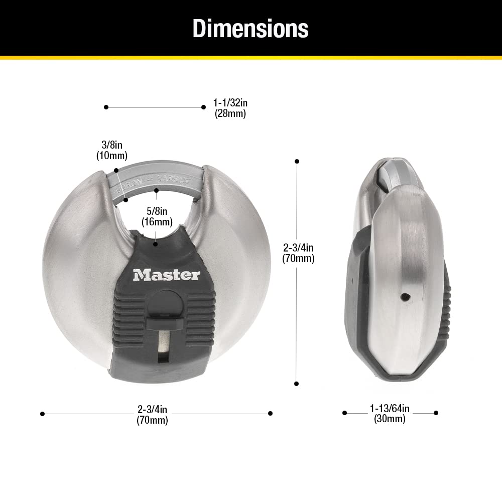 Master Lock 70 mm Disc Padlock, 2-3/4 In, M40XKADCCSEN
