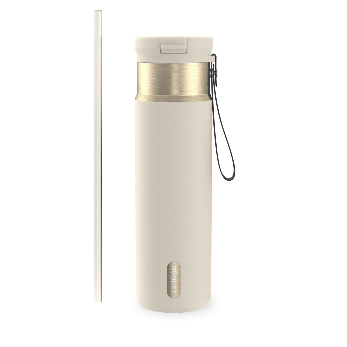 Contigo SnapSeal Water Bottle with Carry Strap and Straw, 24oz