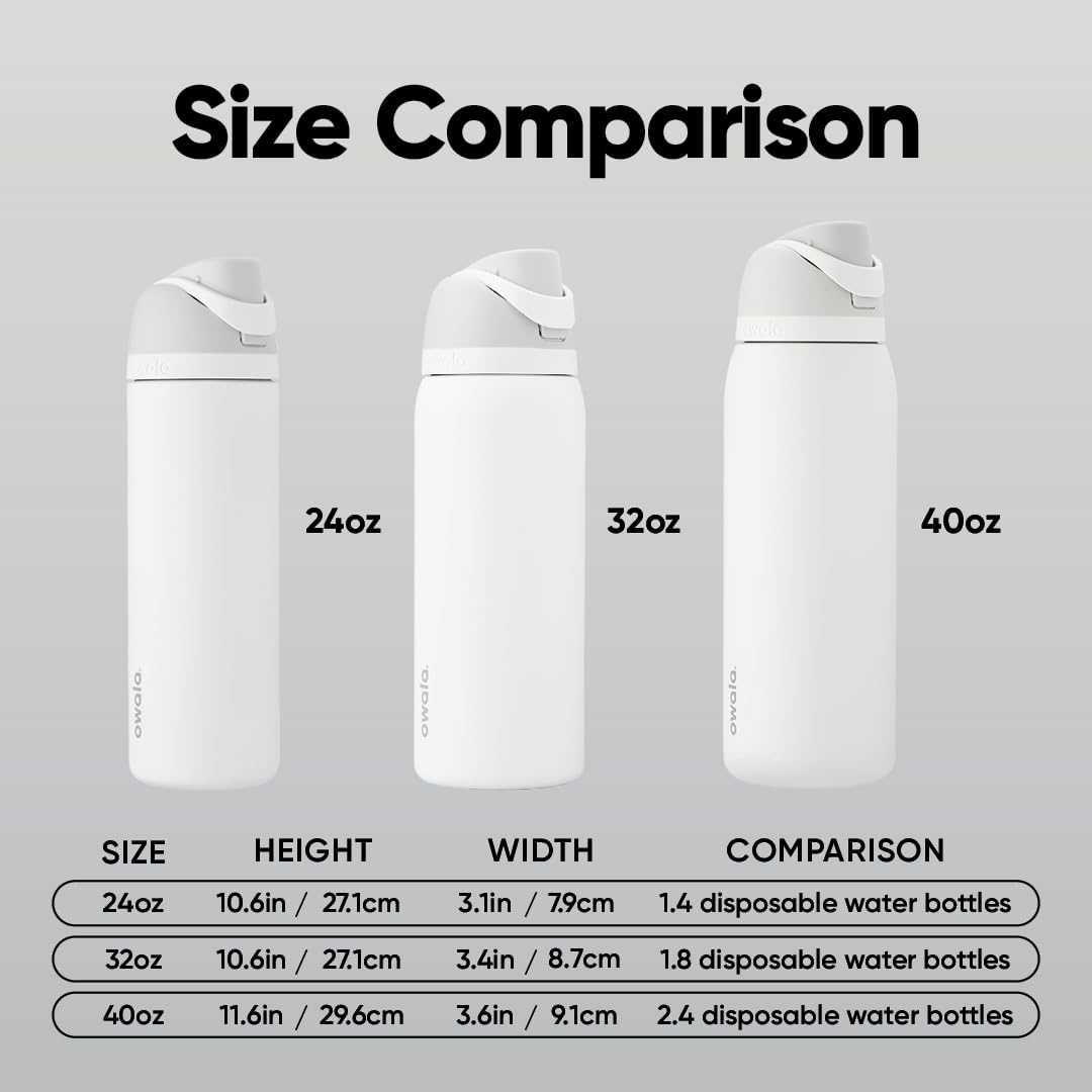 Owala FreeSip Stainless Steel Water Bottle, 24 oz, Shy Marshmallow
