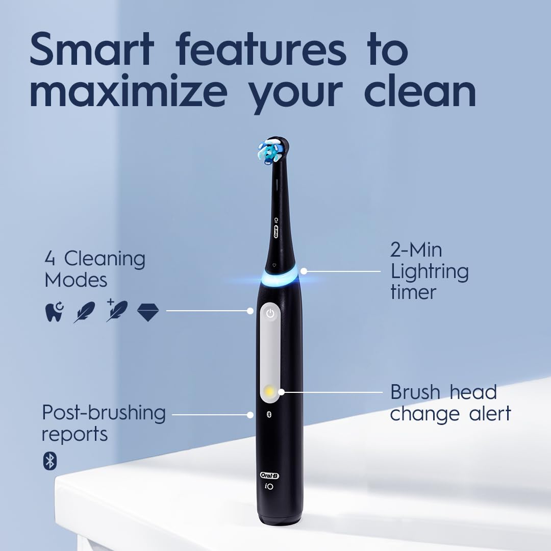 Oral-B iO4 Electric Toothbrush, Black, with Travel Case