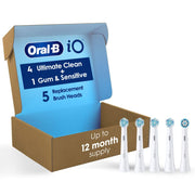 Oral-B iO Brush Heads, White, 4 Ultimate Clean + 1 Gentle Care