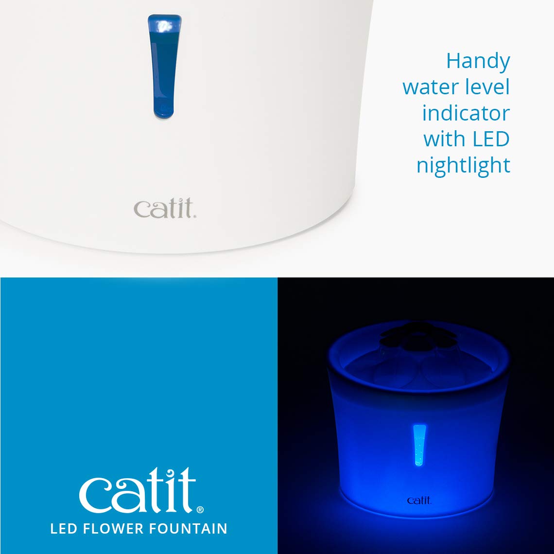 Catit LED Flower Cat Water Fountain, Blue, 3L