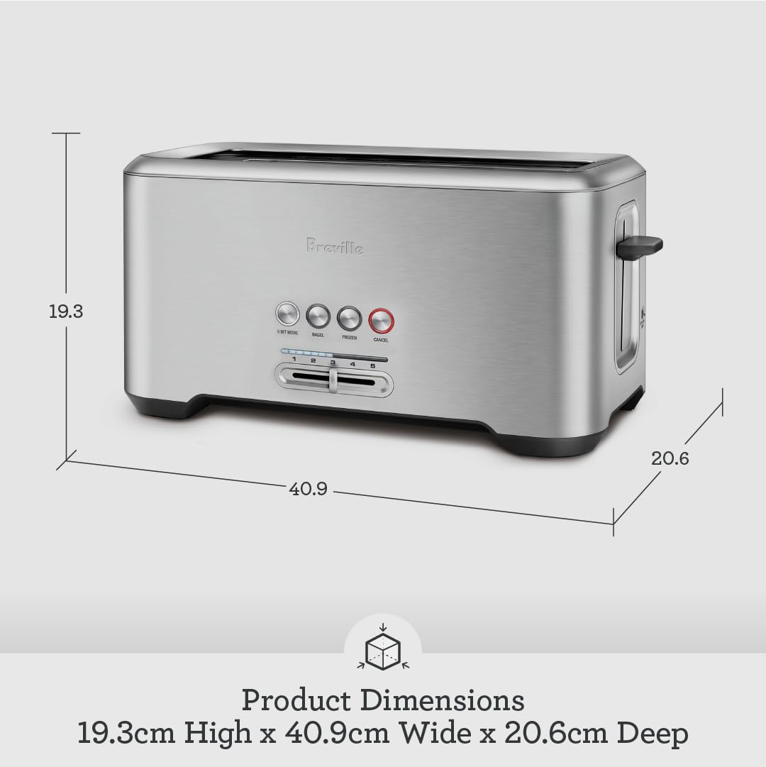 Breville A Bit More 4-Slice Toaster, Silver, BTA730XL