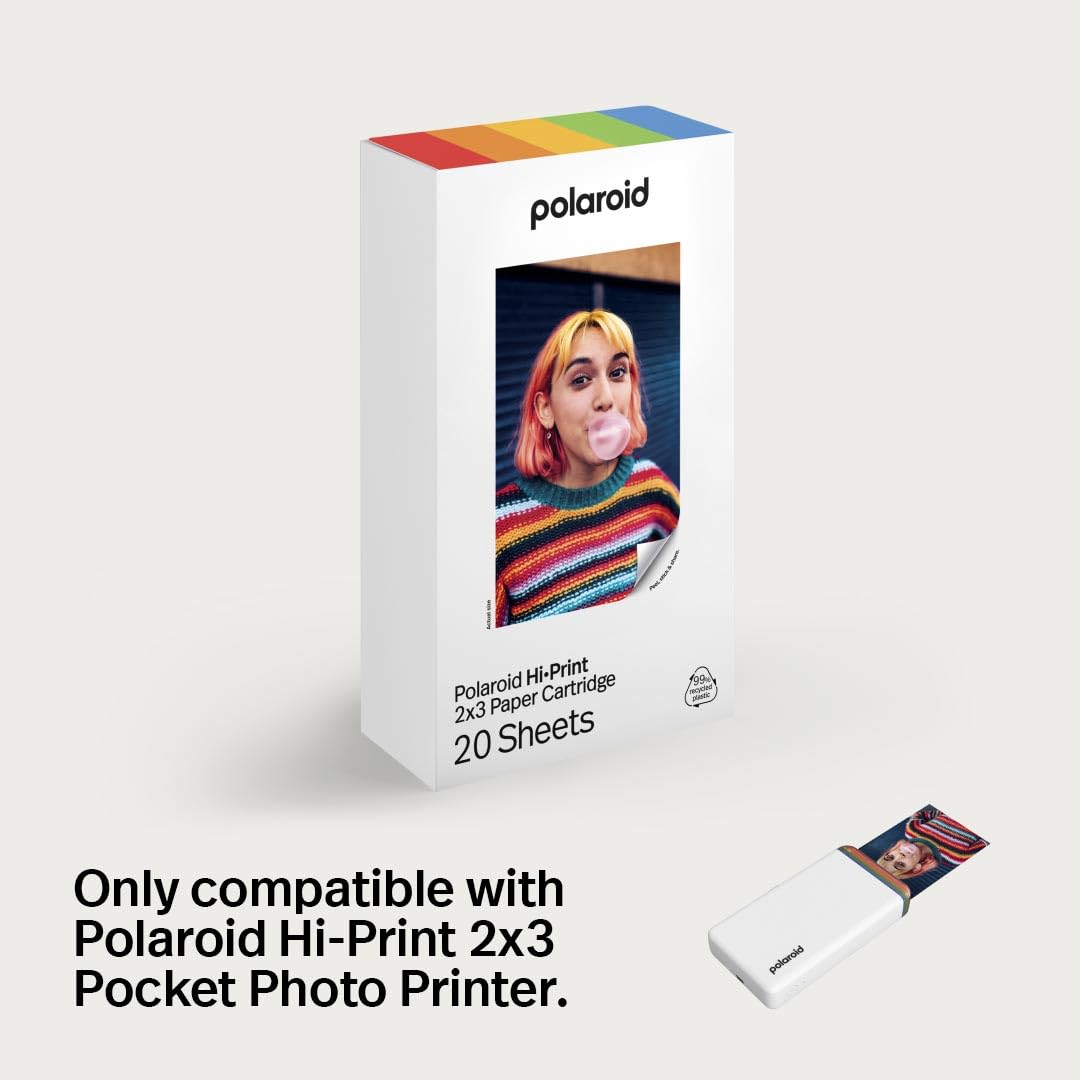 Polaroid Hi-Print 2nd Gen Bluetooth Pocket Photo Printer, White, 9128