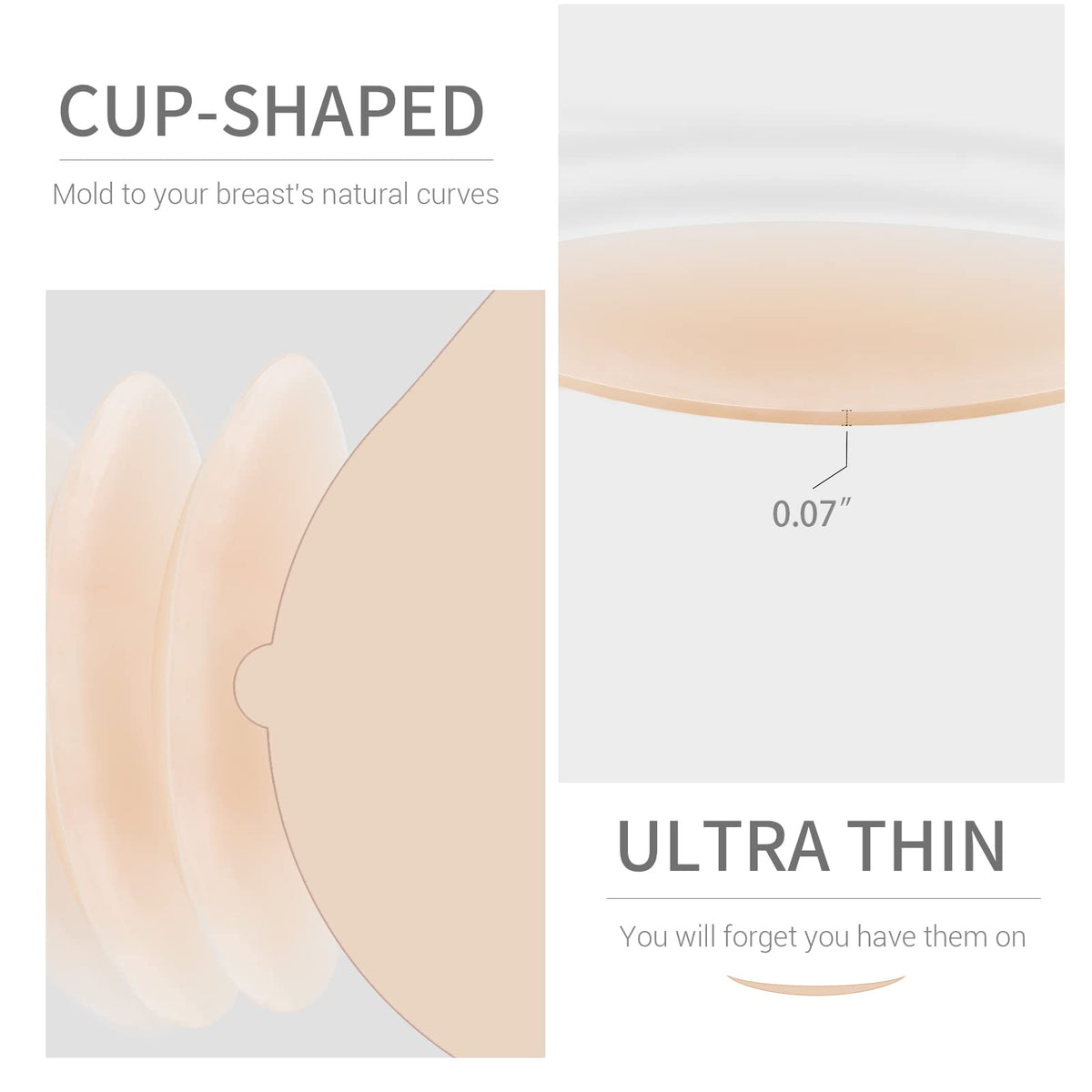 Voch Gala Ultra-Thin Reusable Nipple Covers, Crème, 2 Pairs