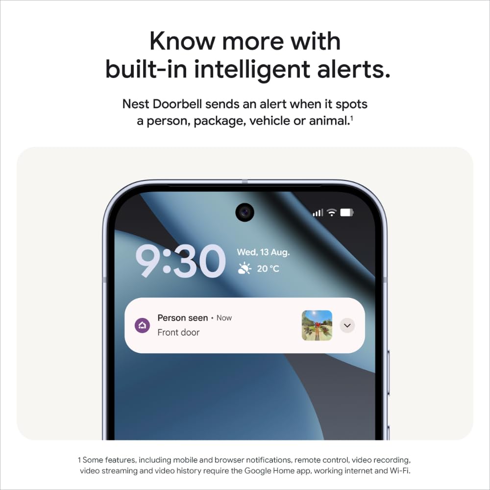 Google Nest Doorbell, Wired, 3rd Gen, Linen