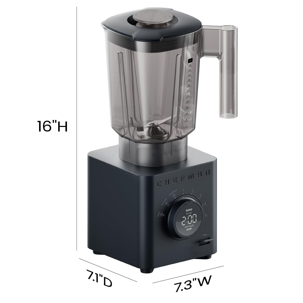 Chefman Obliterator Countertop Blender, 48 oz, 1380W, Midnight