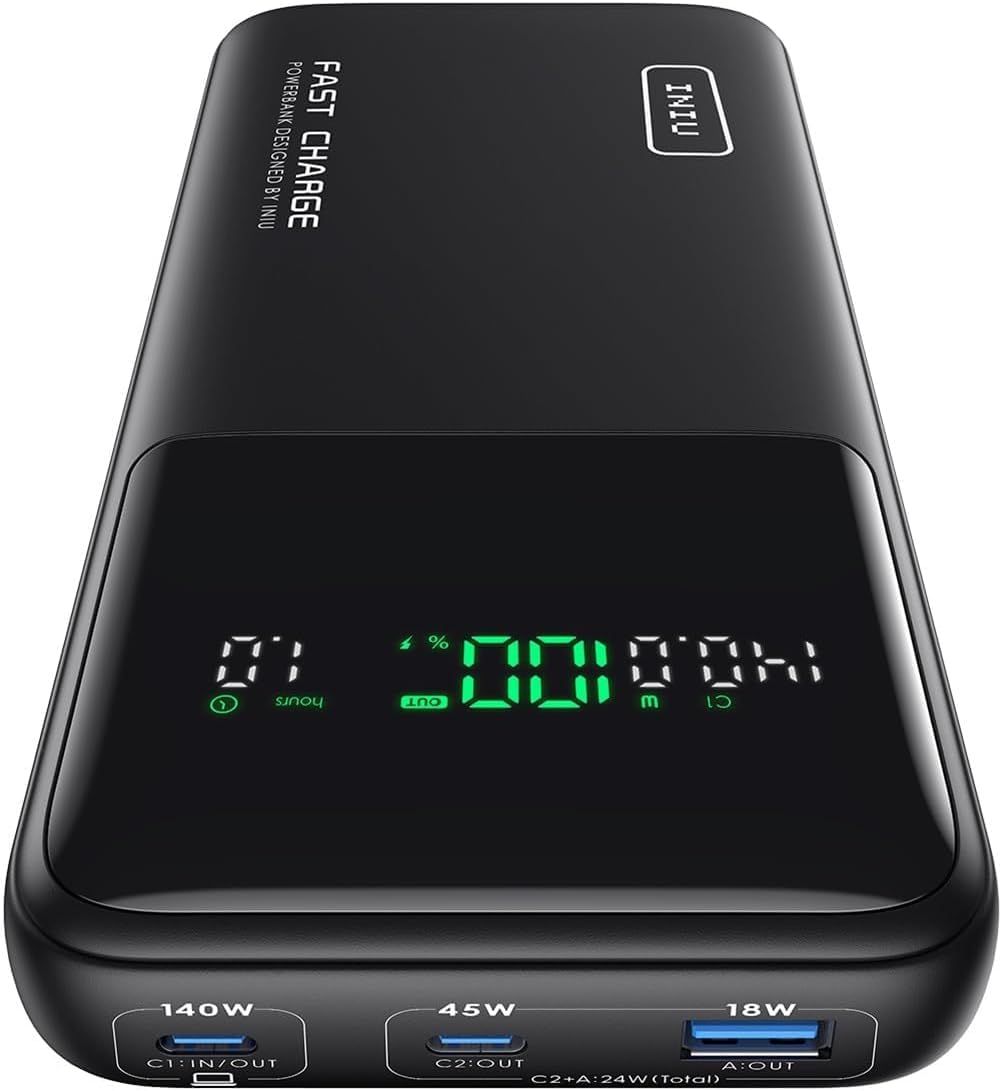 INIU 140W Laptop Power Bank with USB C Cable, 27000mAh