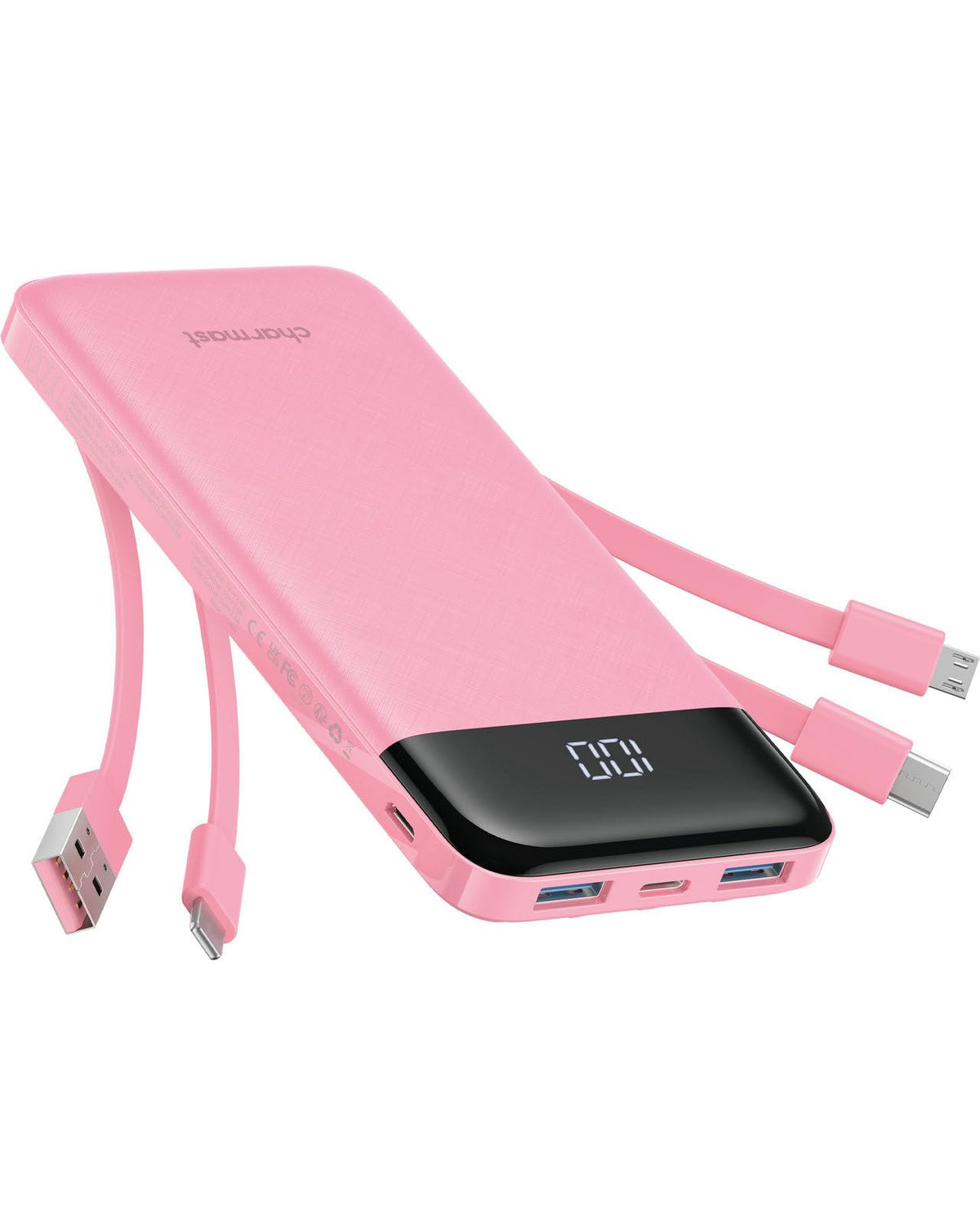 Charmast Power Bank with Built-In Cables, 10000mAh