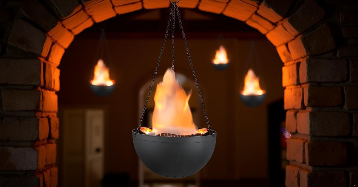 Aspen Creative 61168-02-1 Hanging Fire Flame Light Prop, Black