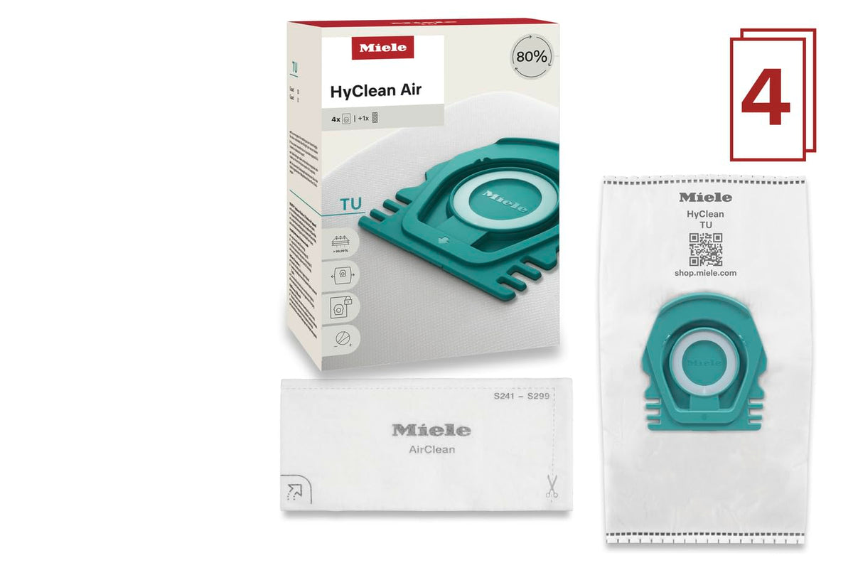 Miele HyClean Air TU Vacuum Bags for Guard S1/L1, 4 Pack, 12774420