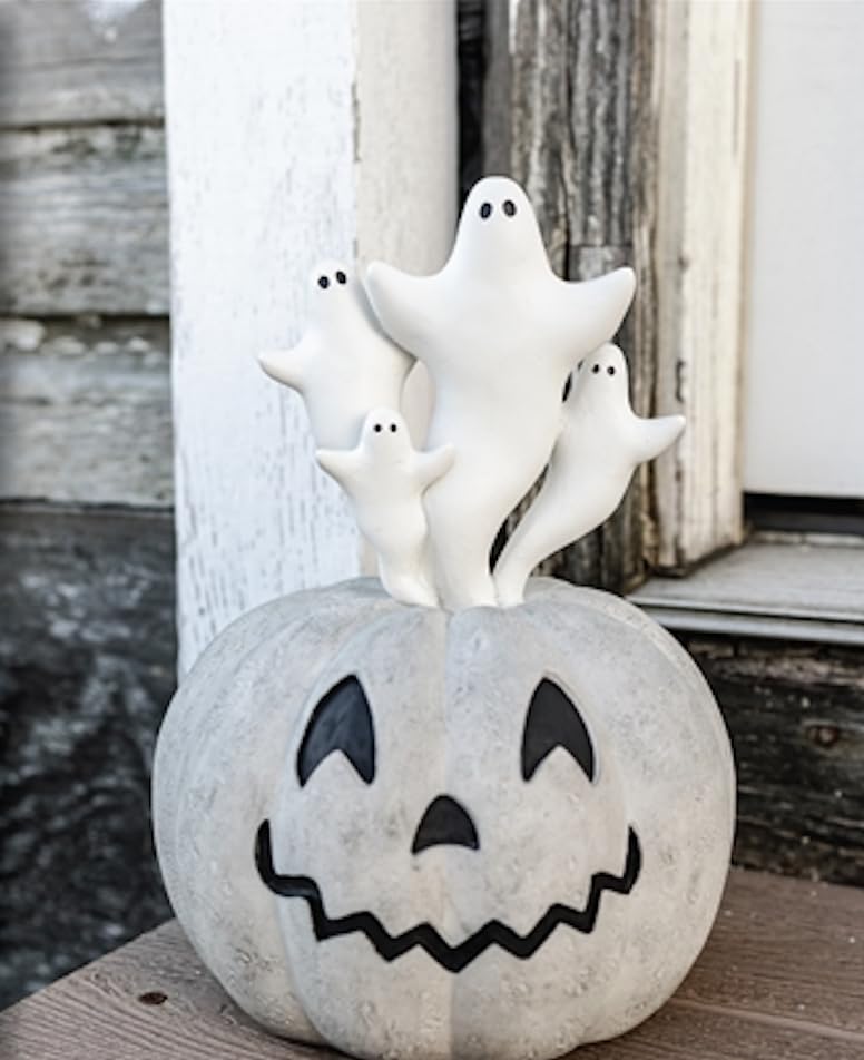 Boston International Ghost & Jack-O-Lantern Figurine, 7" x 10"