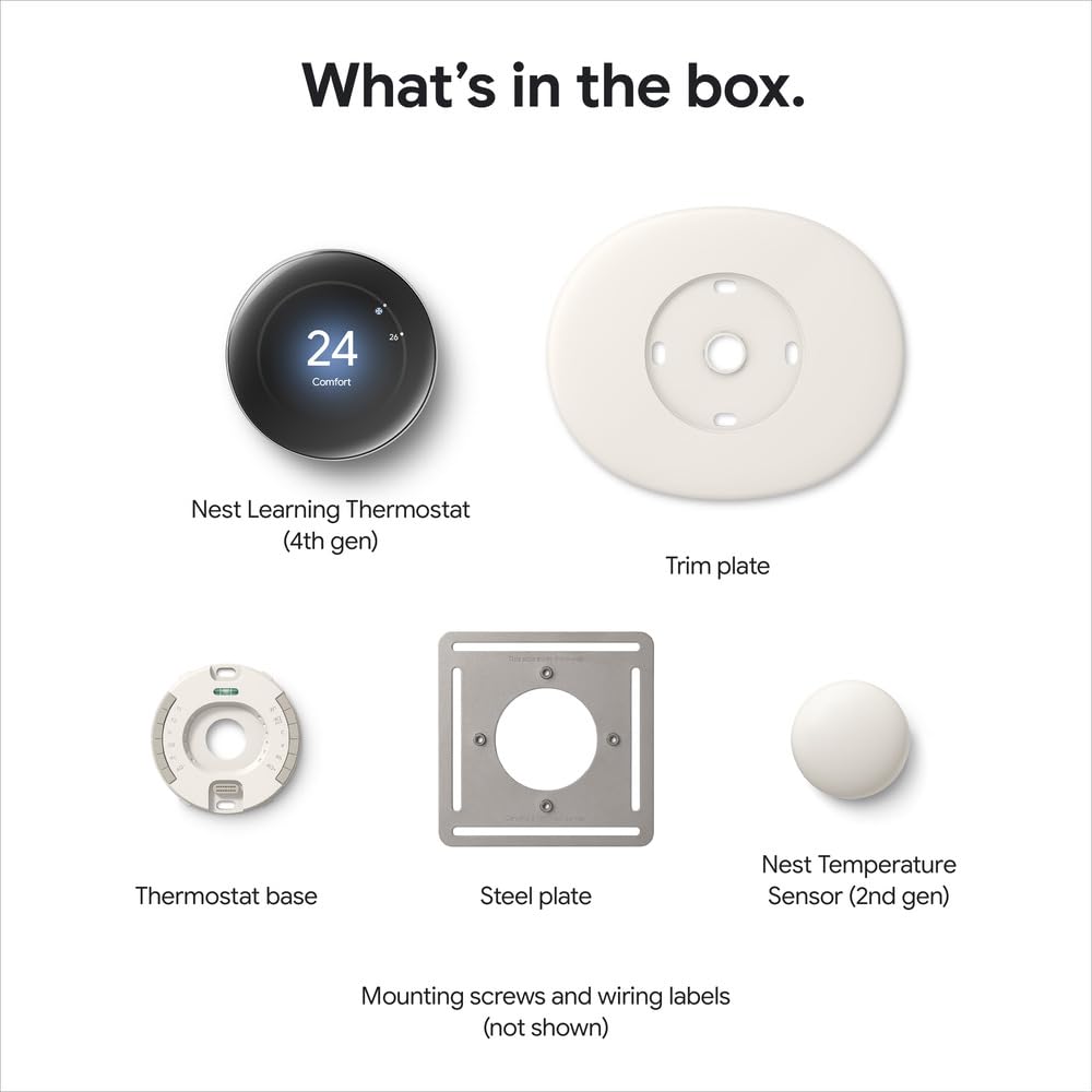 Google Nest Learning Thermostat 4th Gen With Temp Sensor, Silver