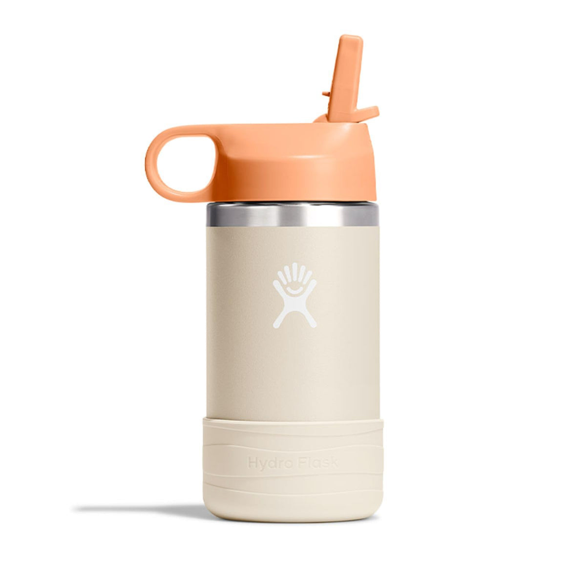 Kids Wide Mouth Bottle With Straw Cap and Boot, Coconut, 12 Oz