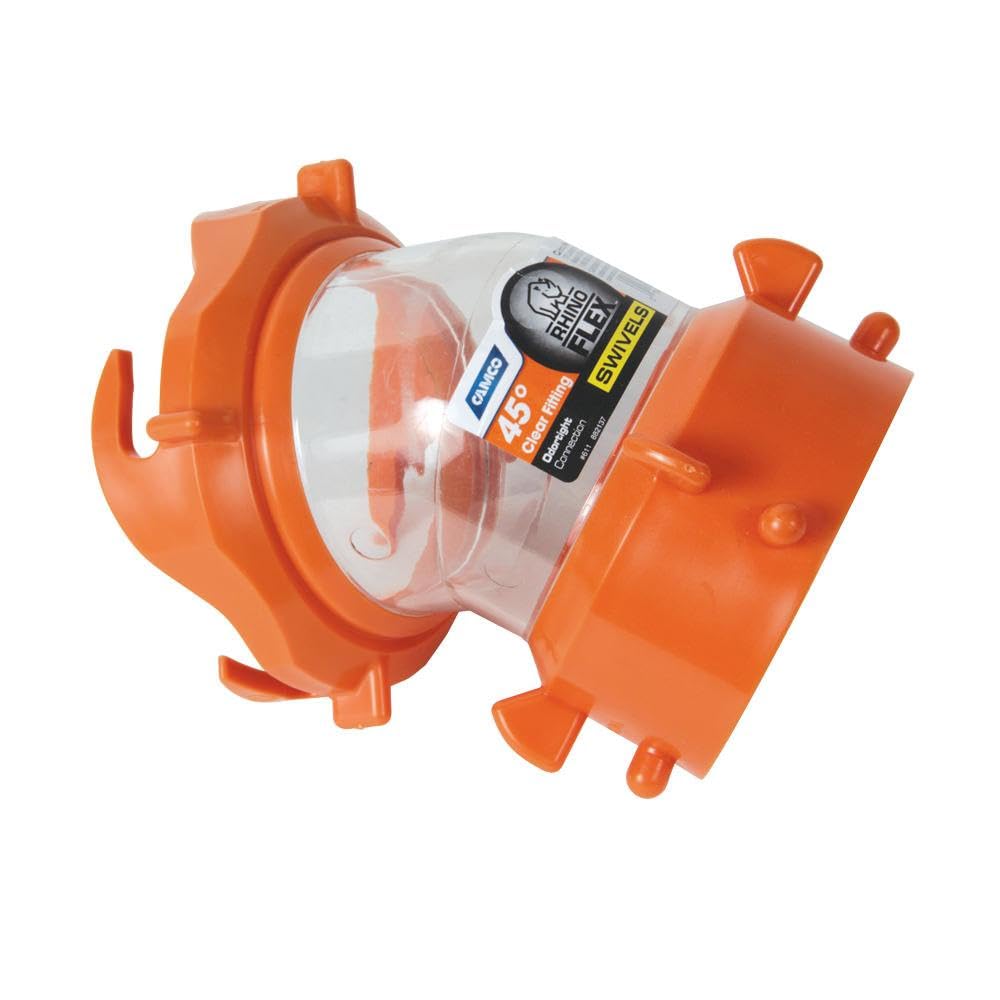 Camco RhinoFLEX Clear 45 Degree RV Sewer Hose Swivel Fitting (39847)