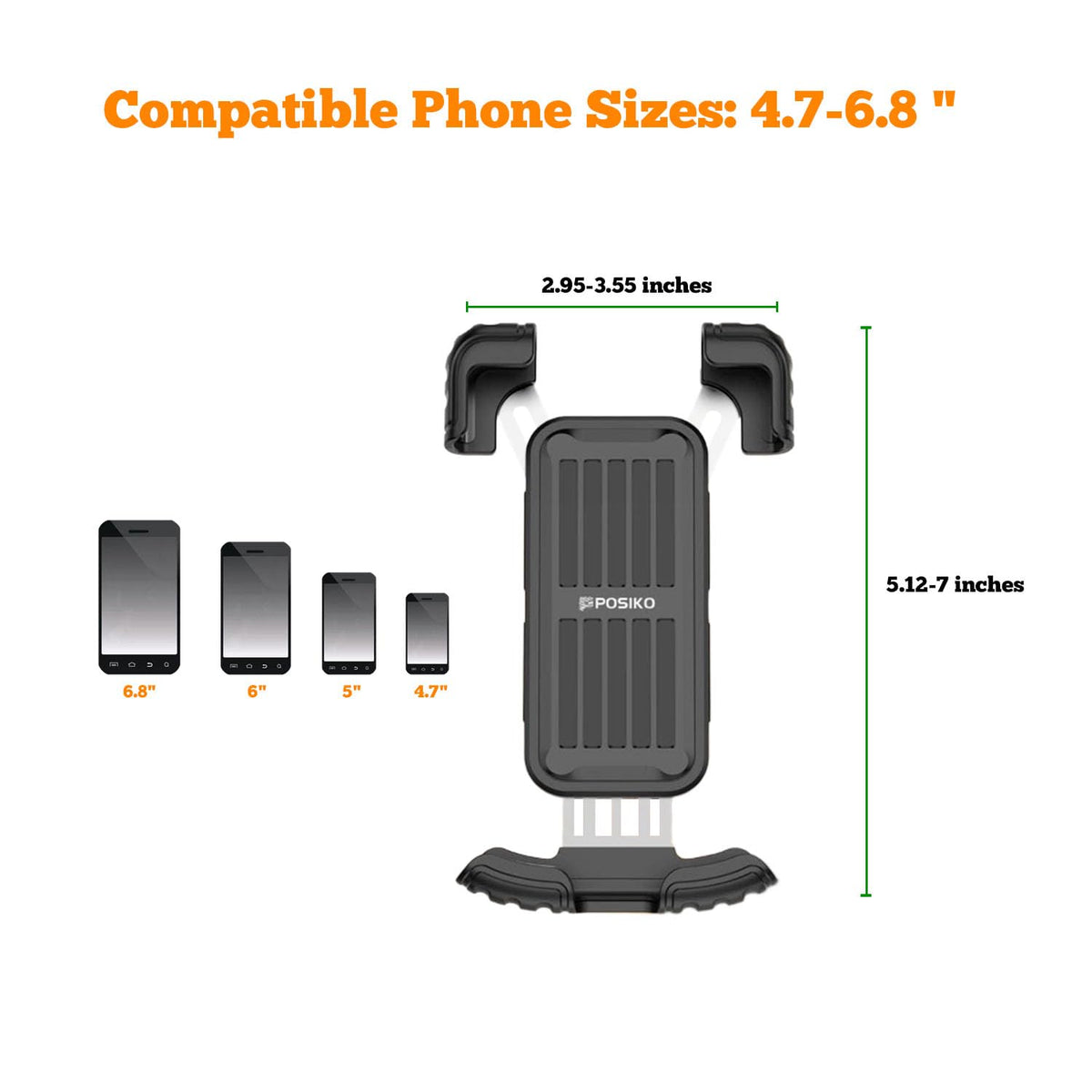 Motorcycle/Bicycle Phone Mount for 4.7-6.8 inch Phones, Orange