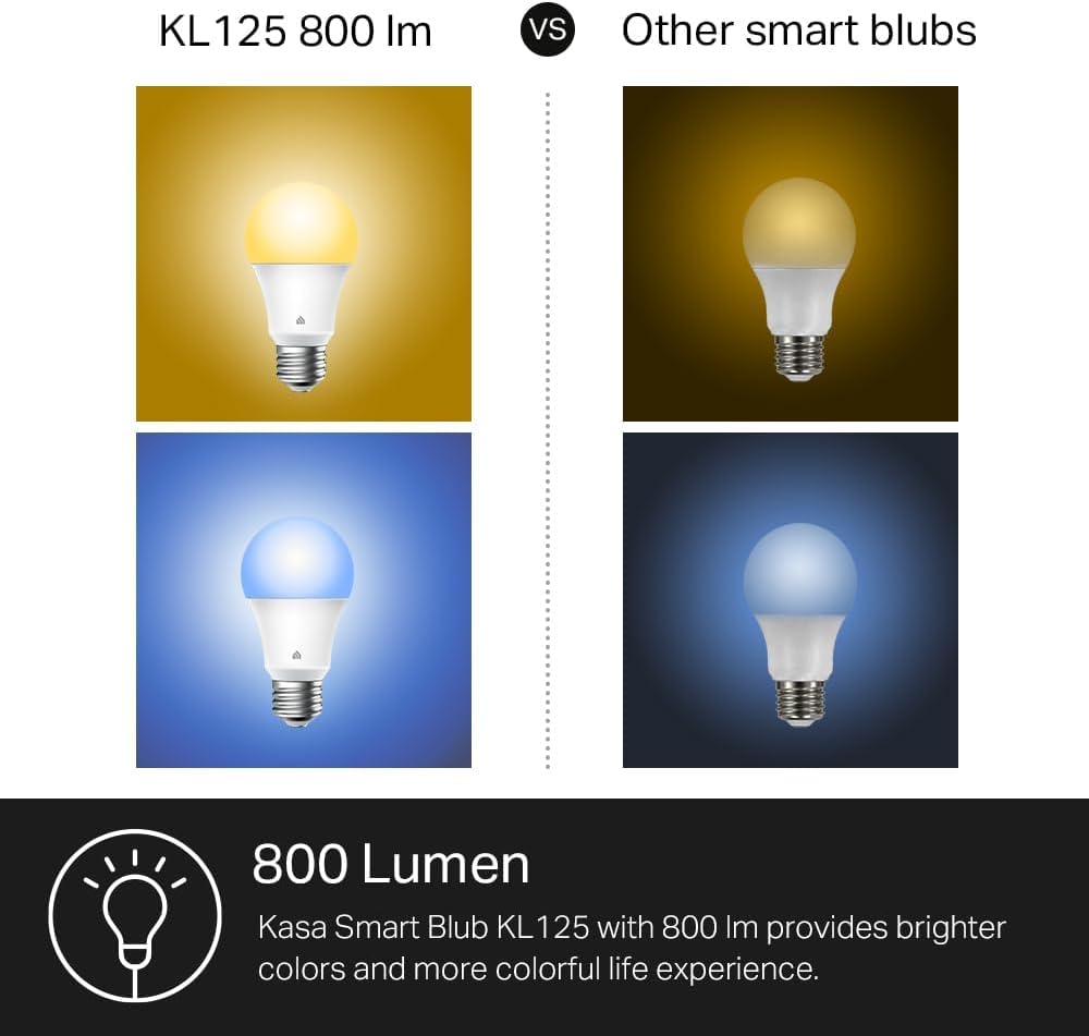 Kasa Smart WiFi Colour Changing Light Bulbs, A19, 2-Pack (KL125P2)
